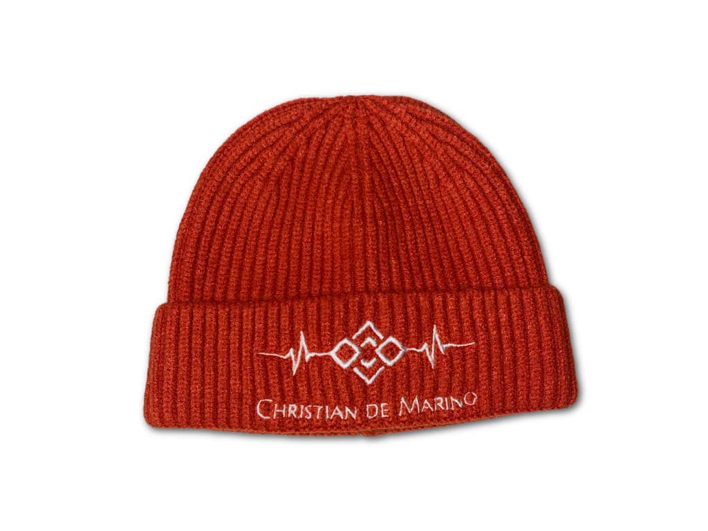 Christian De Marino Ribbed-Knit Beanie- BURNT ORANGE