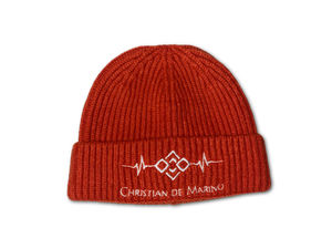 Christian De Marino Ribbed-Knit Beanie- BURNT ORANGE