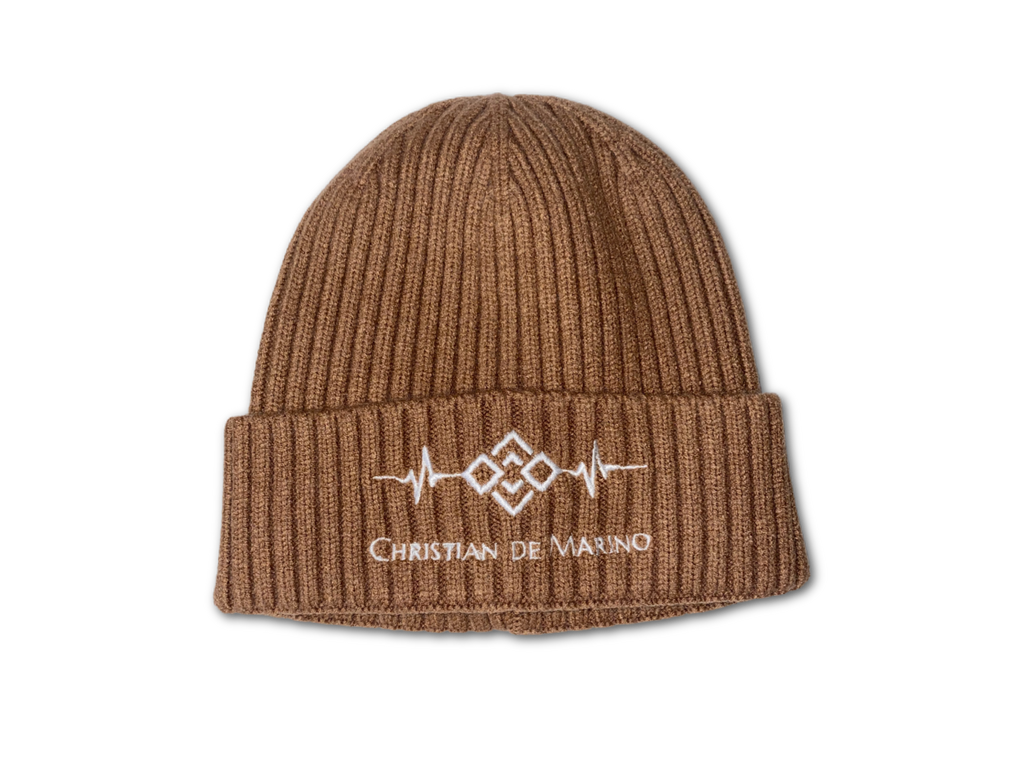 Christian De Marino Ribbed-Knit Beanie- BROWN