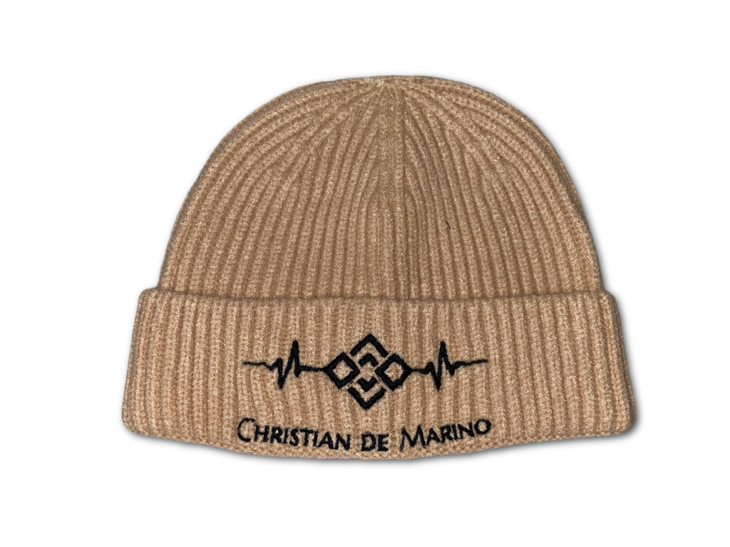 Christian De Marino Ribbed-Knit Beanie- CREAM