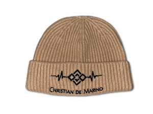 Christian De Marino Ribbed-Knit Beanie- CREAM