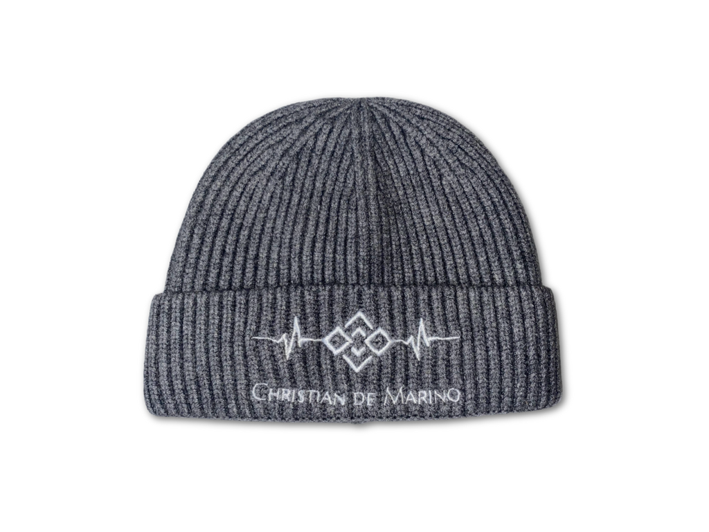 Christian De Marino Ribbed-Knit Beanie- GREY