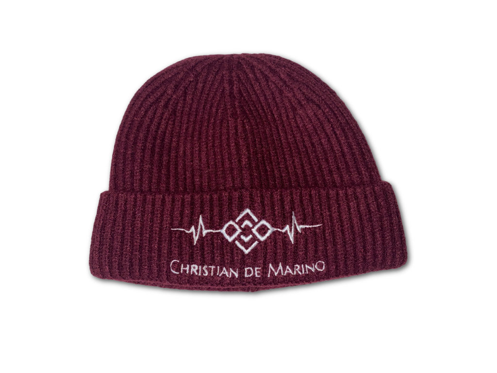 Christian De Marino Ribbed-Knit Beanie- BURGUNDY