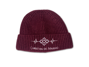 Christian De Marino Ribbed-Knit Beanie- BURGUNDY