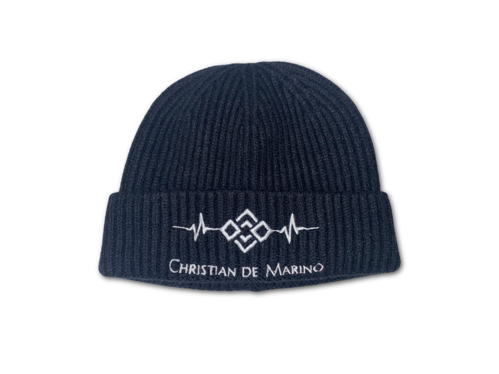 Christian De Marino Ribbed-Knit Beanie- BLACK