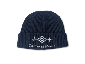 Christian De Marino Ribbed-Knit Beanie- BLACK