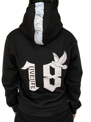 Live Life Reflective Hoodie - BLACK